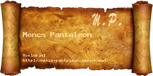 Mencs Pantaleon névjegykártya